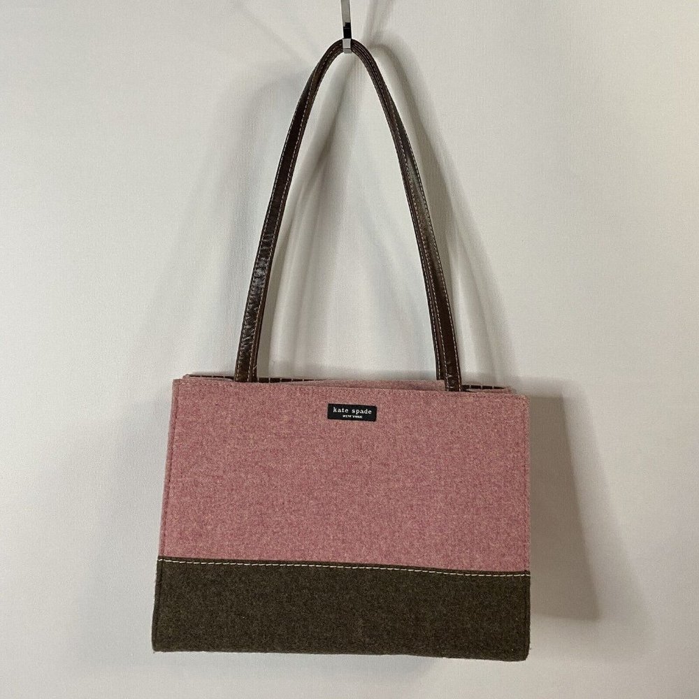 Kate Spade New York Sidney 657 Pink Rose & Brown Bag Purse Early 2000s Vintage